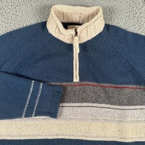 Territory Ahead Sweater Men's XL Striped‎ 1/4 Zip Nordic Merino Wool Blend